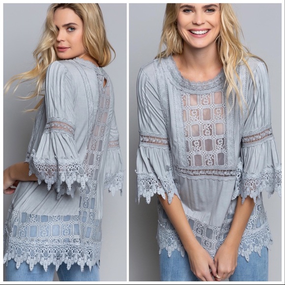 POL Victorian Windowpane Feminine Top - Picture 7 of 16